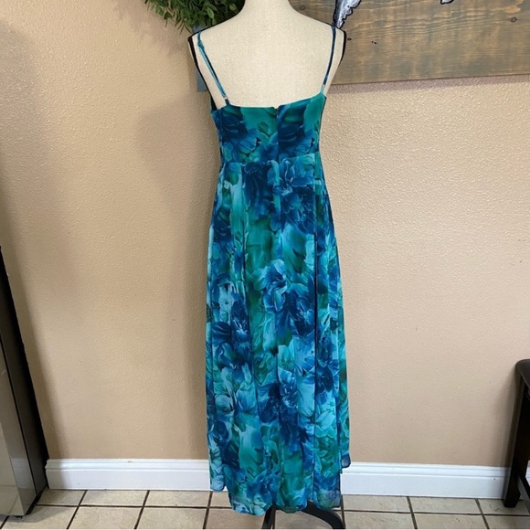 NWOT Lulus Beautiful Soul Teal Green Floral Print Twist-Front Maxi Dress - Picture 9 of 9